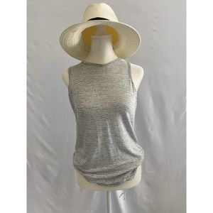 BANANA REPUBLIC White/Gray Strip Tank Top, Gently Used, size M.